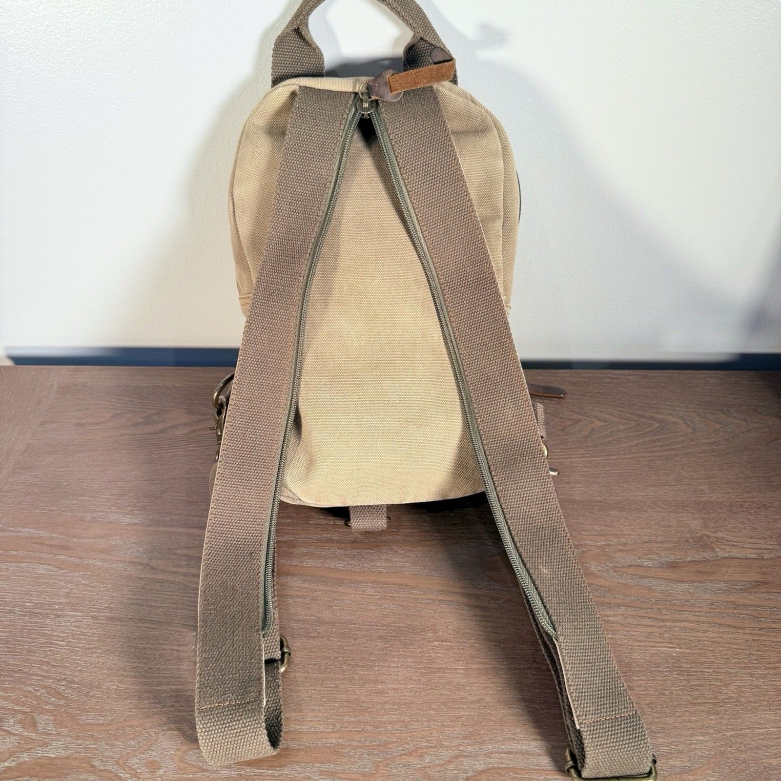 Augur Strauss Convertible Canvas Leather Utility Backpack Men Unisex Sling Bag