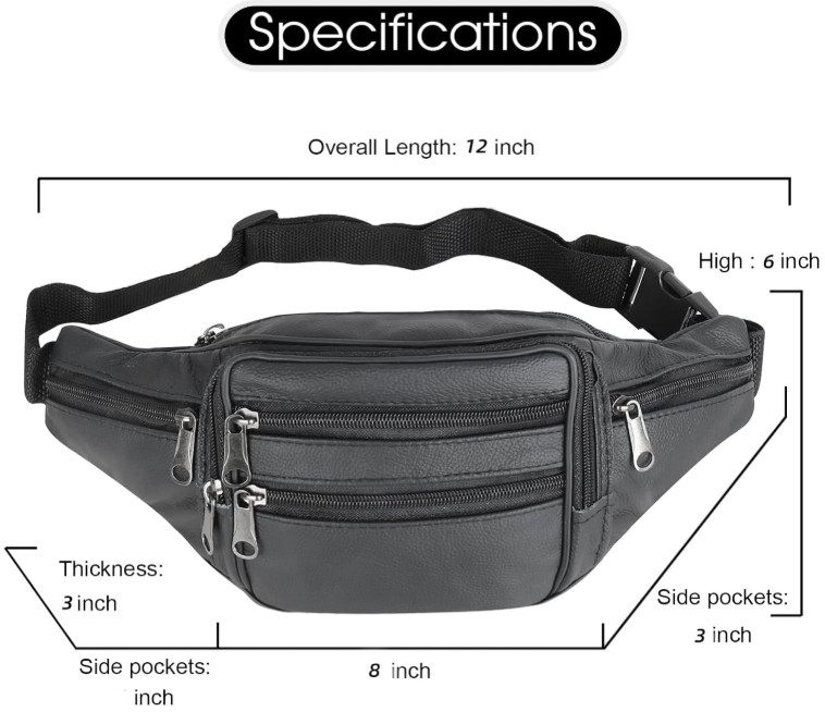 Rinonera Para Hombre Bolso La Cintura Carteras De Fanny Packs Bag Color Negro US