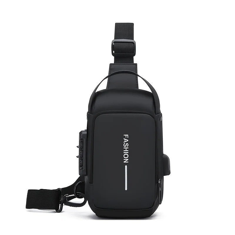 Men Anti Theft Chest Bag USB Charging Crossbody Sling Shoulder Travel Pack