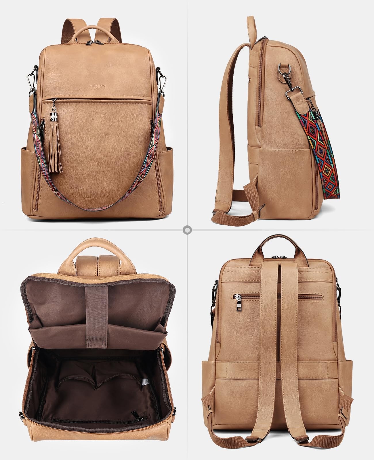 Leather Laptop Backpack for Women Designer 15.6 inch PU Laptop Bag, Ladies Tr…