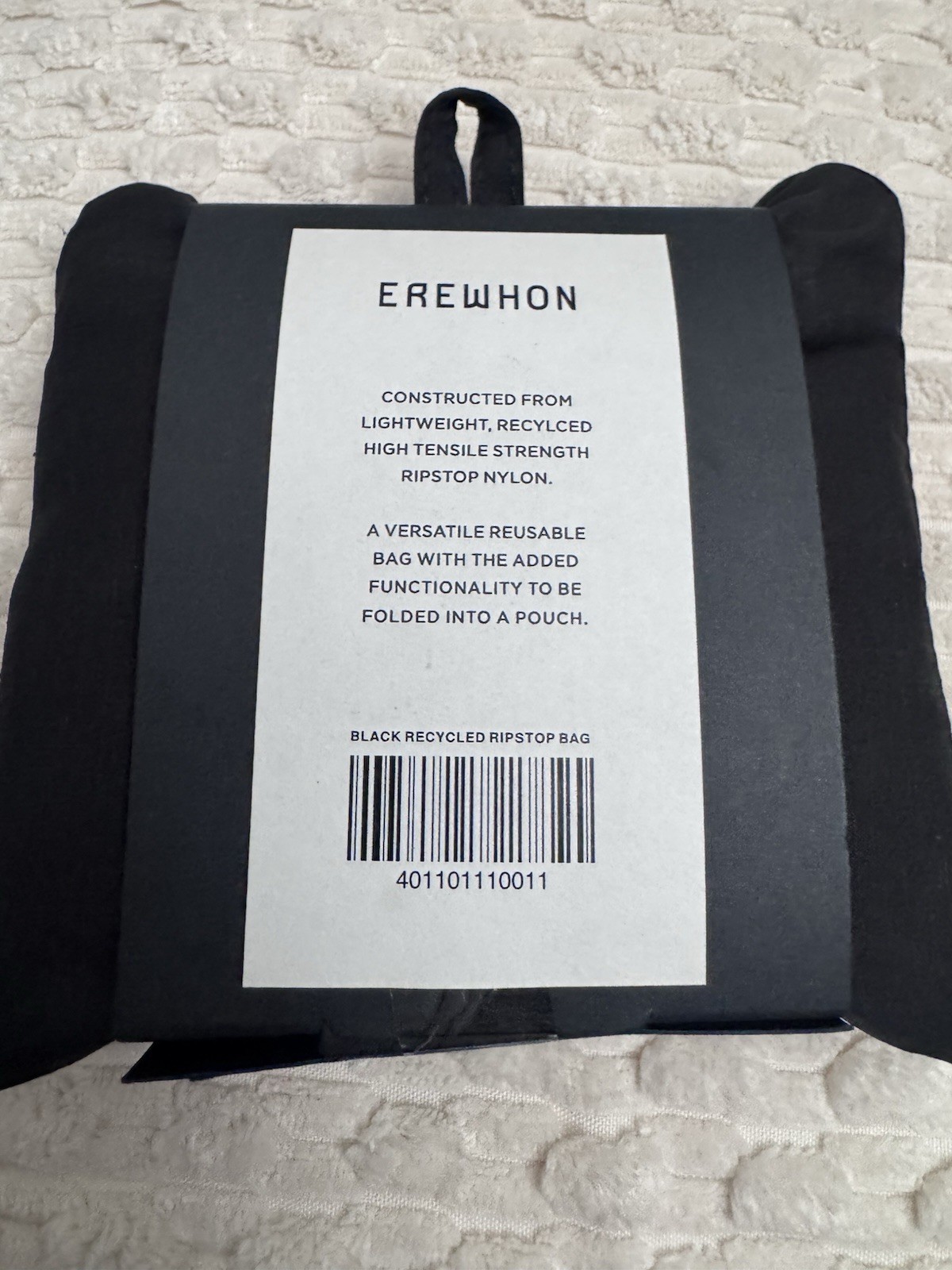 EREWHON NYLON RIPSTOP BAG BLACK 20.87″ x 18.11″