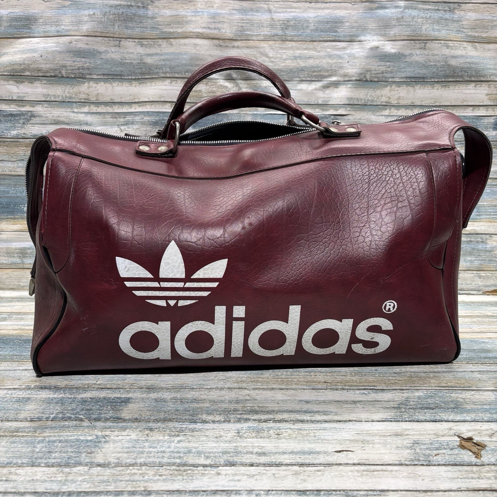 Vintage Adidas 1978 Yugoslavia Boston Travel Bag Burgundy Red Deadstock 70s