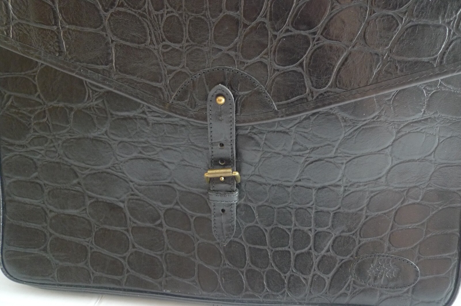 MULBERRY – LEATHER BRIEFCASE- ATTACHE – CROC PATTERN – MADE IN ENGLAND