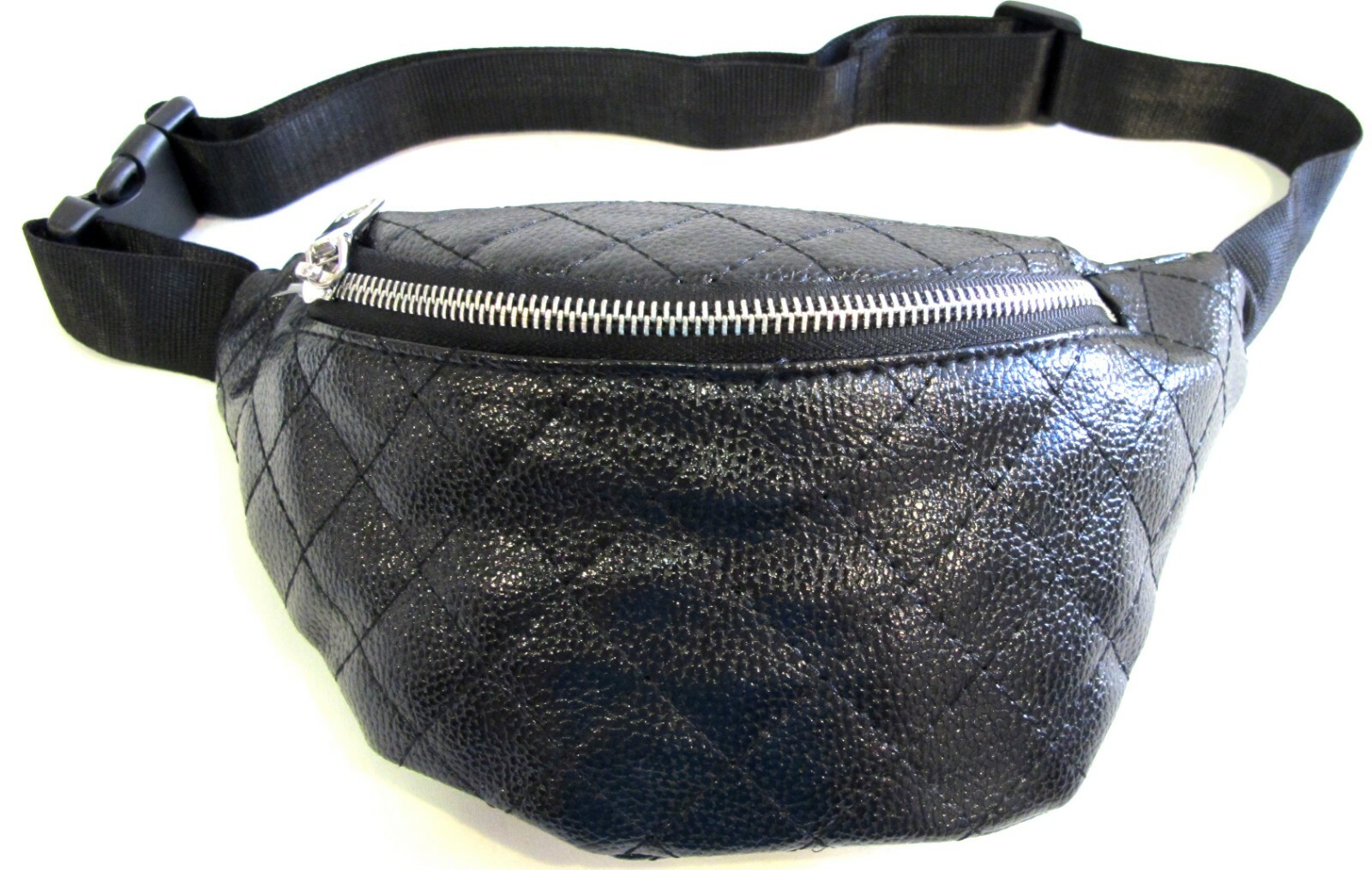 Quilted Pattern Soft Faux Leather Fanny Pack Waist Bag One Zipper Pocket 5 Color