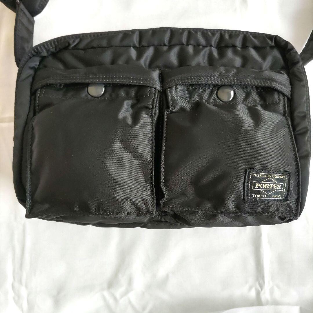 PORTER Tanker Black 2 Layer Shoulder Bag S Nylon Double Zip Japan 27cm 17cm 8cm