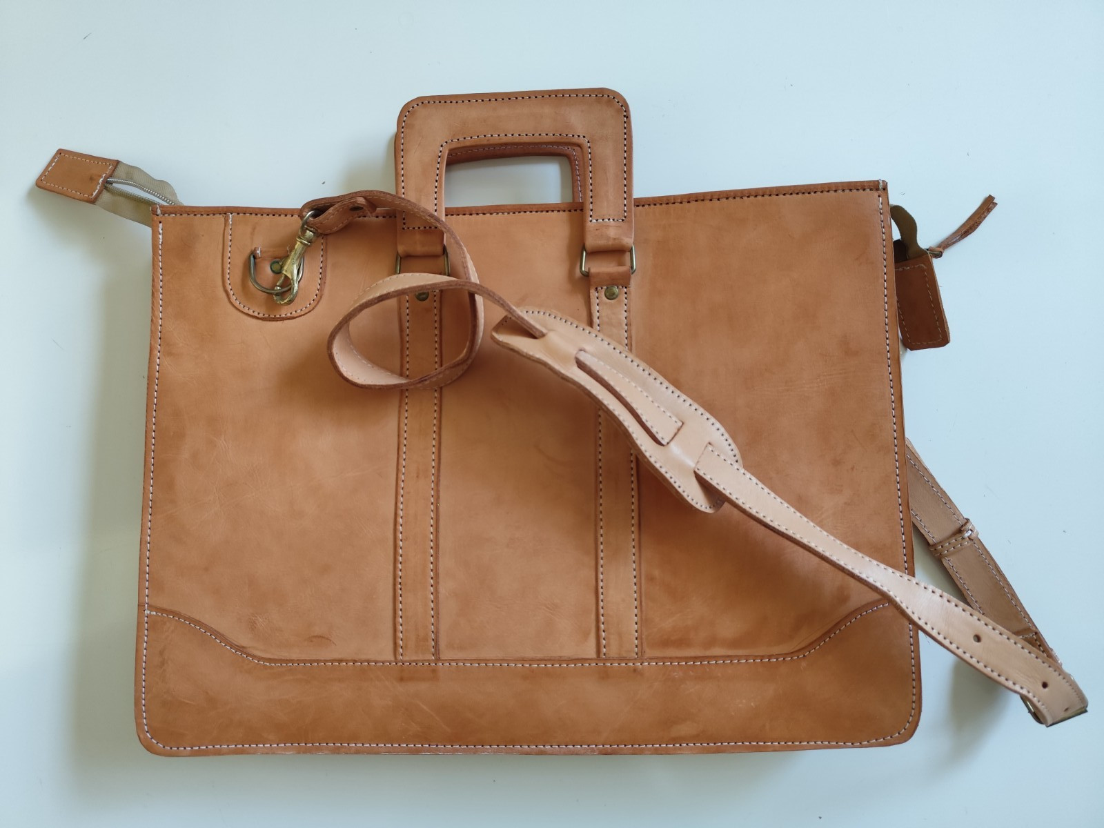 VTG The Honda Classic PGA Golf Brown Leather Messenger Bag Shoulder Top Handle