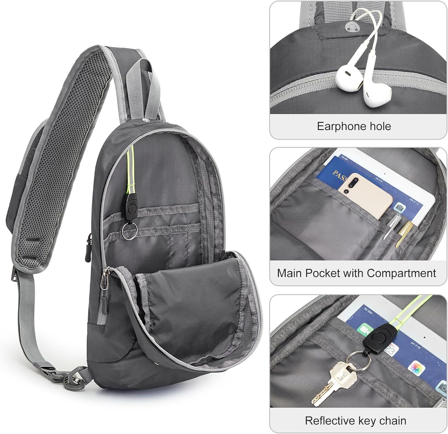G4Free Sling Bag RFID Blocking Crossbody Backpack with Front Pocket Dark Grey