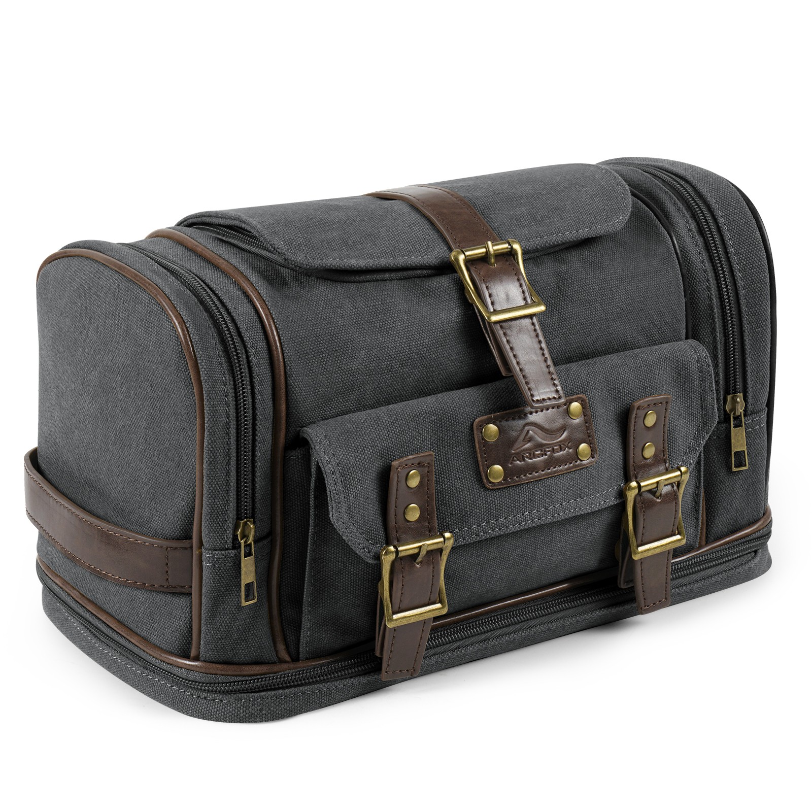 Canvas Hanging Toiletry Bag Travel Shaving Organizer With Wet Dry Separation Men