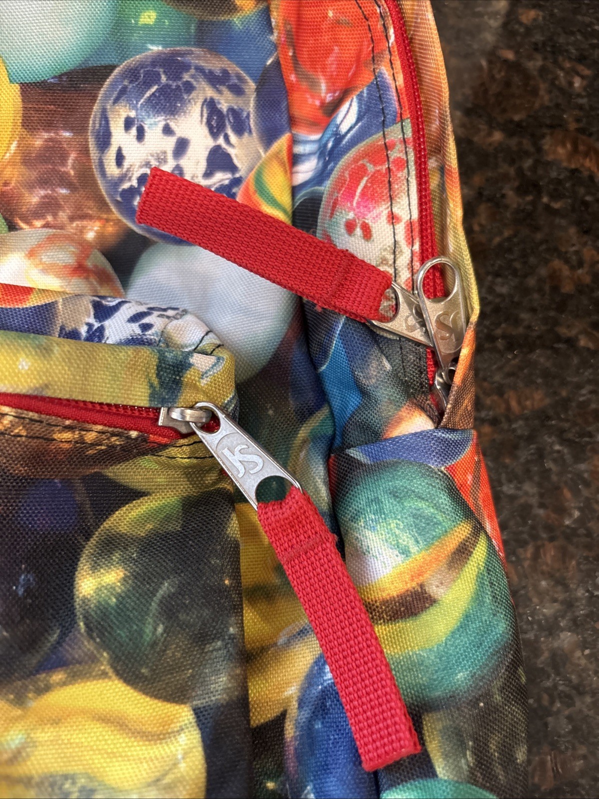Vintage Jansport Print Retro Style Backpack Glass Marbles Bag All Over Print 17″