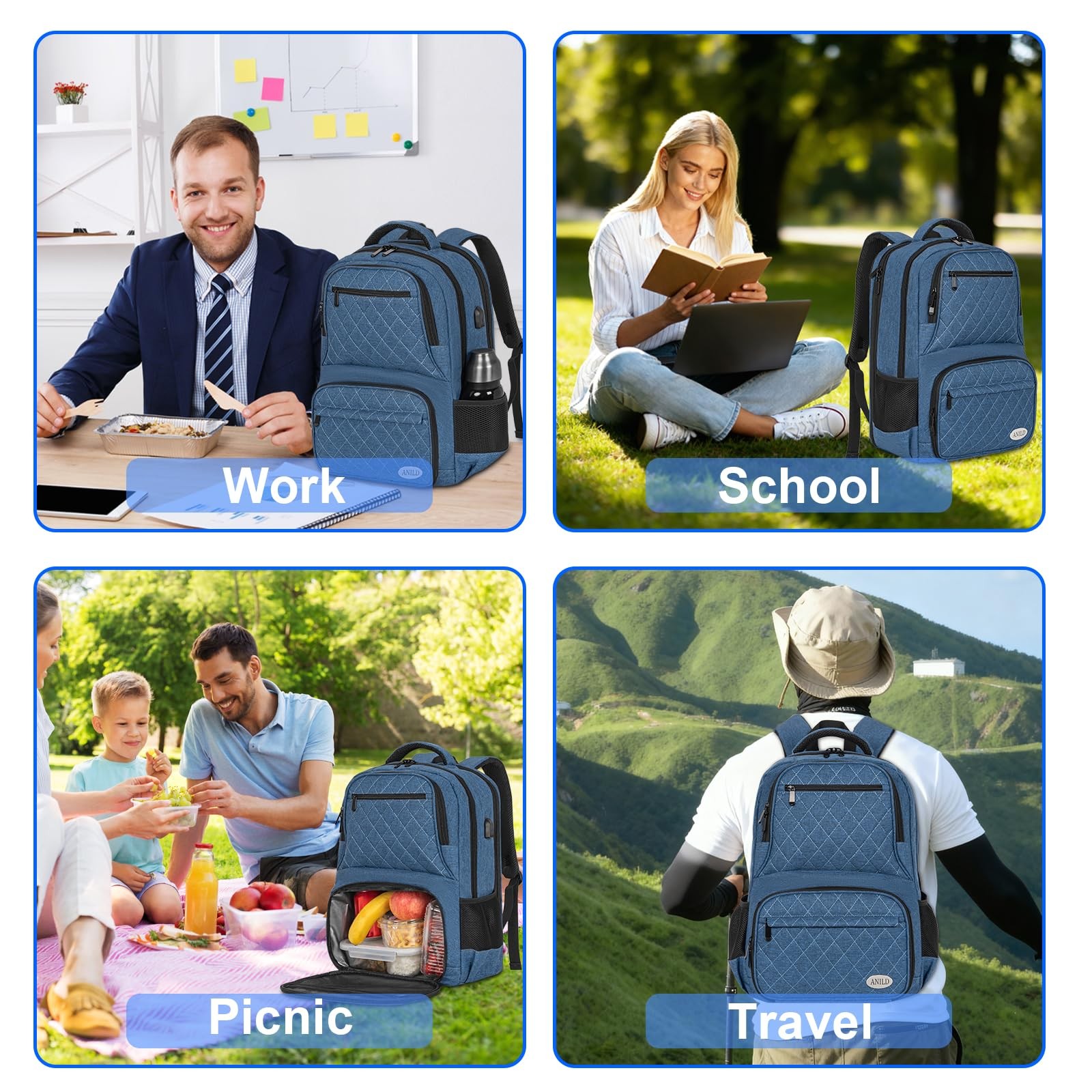 15.6 Inch Laptop Backpack With Insulated Cooler Compartment Travel Work
