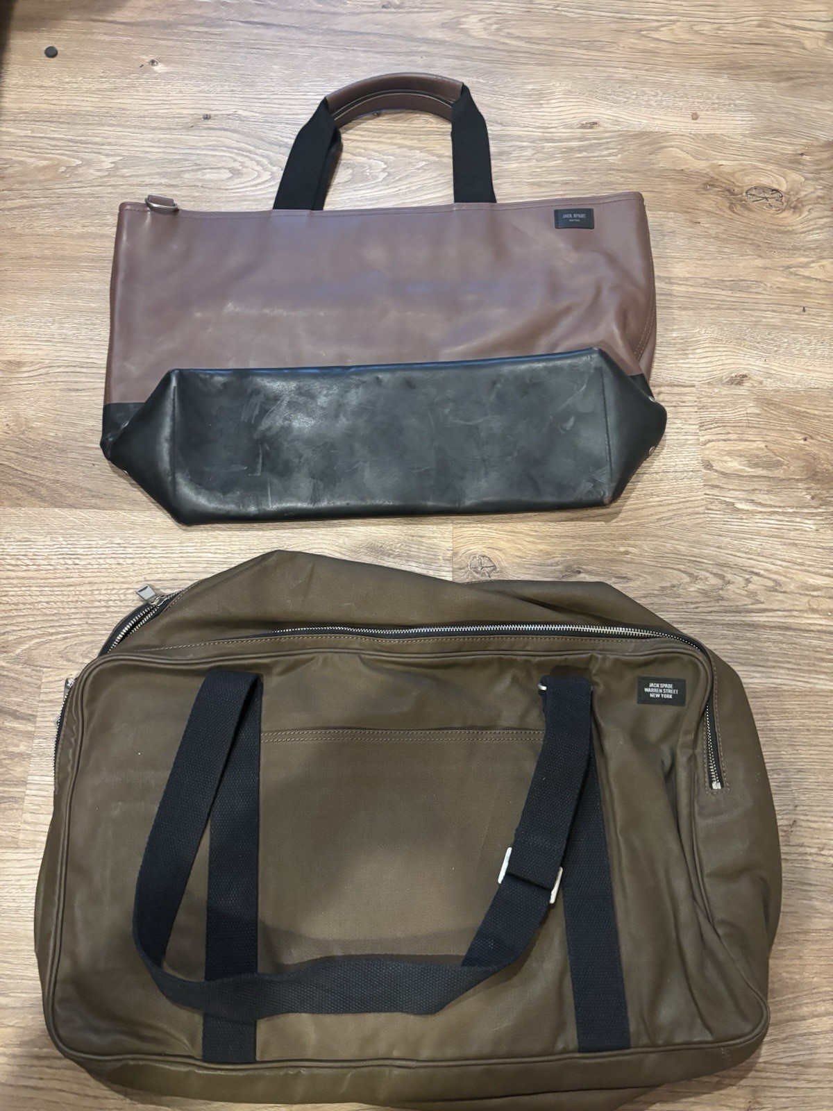 Lot of 2 Jack Spade Bags 1. New In-Flight Suitcase 2. Leather Dip Dye Tote