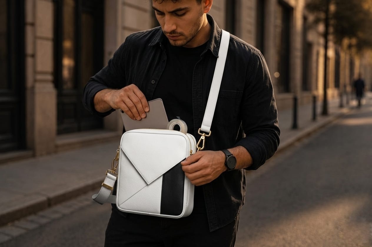 Premium Personalized Leather Crossbodyl Sling Bag – Stylish Mens Trave Messenger