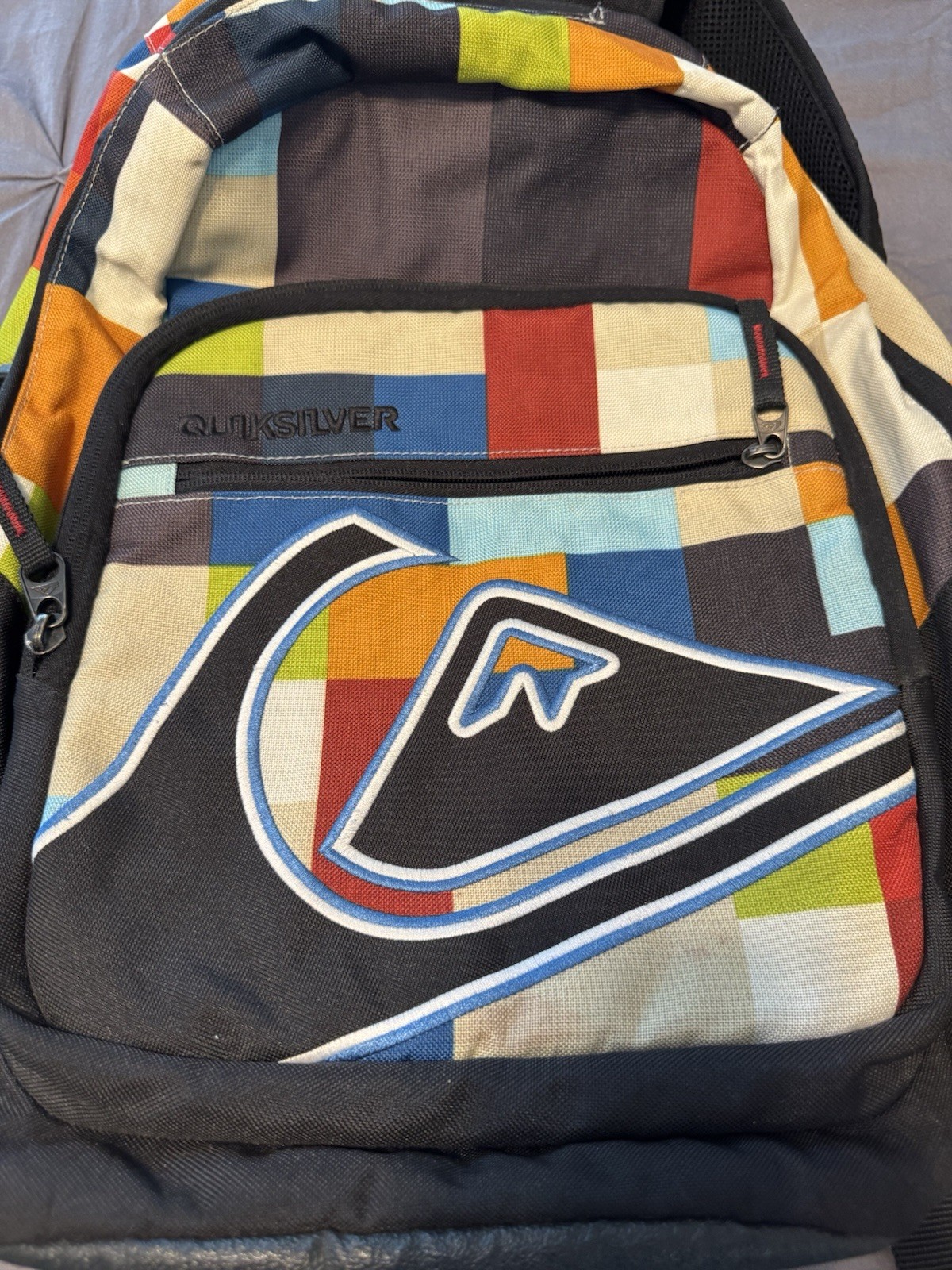 Quicksilver Graphic 80’s Style Backpack Colorful Book Bag School Surf Beach