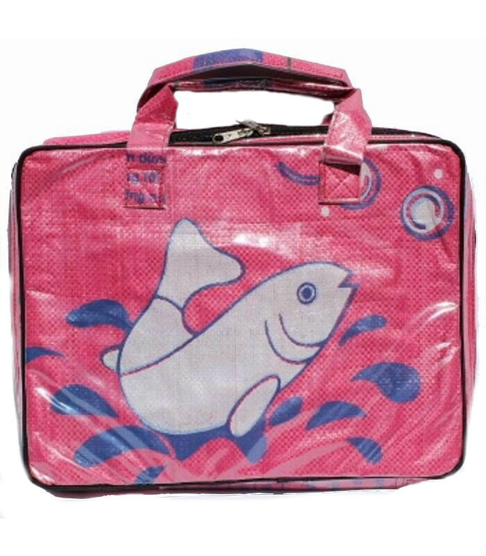 Recycled Fish Feed Deluxe Laptop Bag Handmade in Cambodia Fair Trade