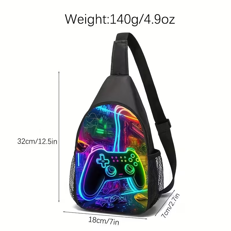 Game King Sling Bag 12.5 Inch Crossbody Backpack Multicolor Gaming Style