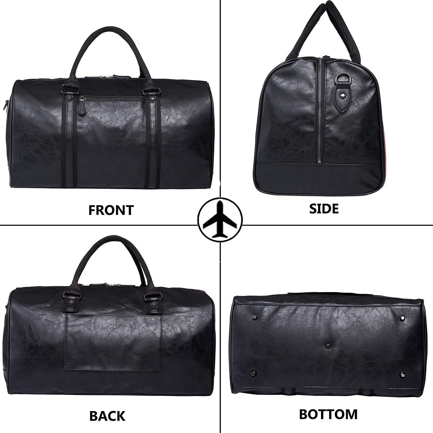 Large Waterproof Leather Oversized Duffle Travel Bag for Weekend Getaways