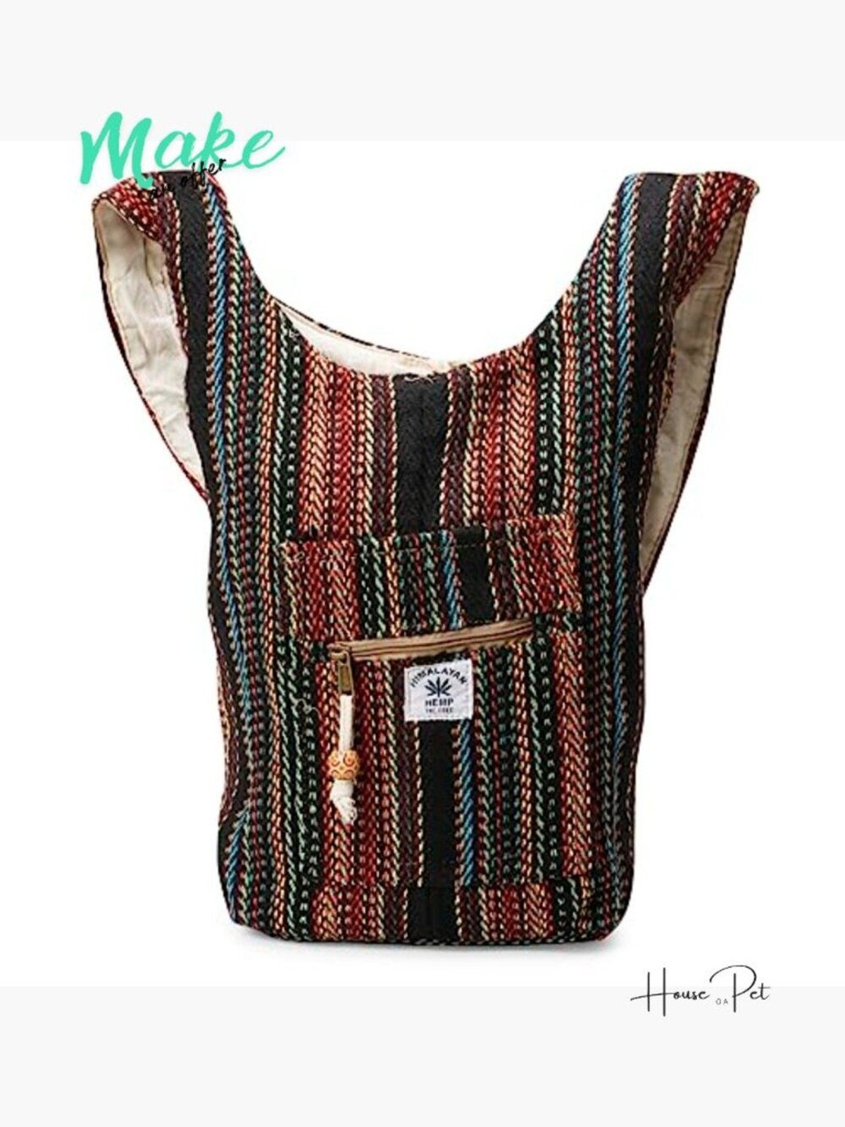 Hemp Messenger Crossbody Sling Bag Boho Eco-Friendly Organic