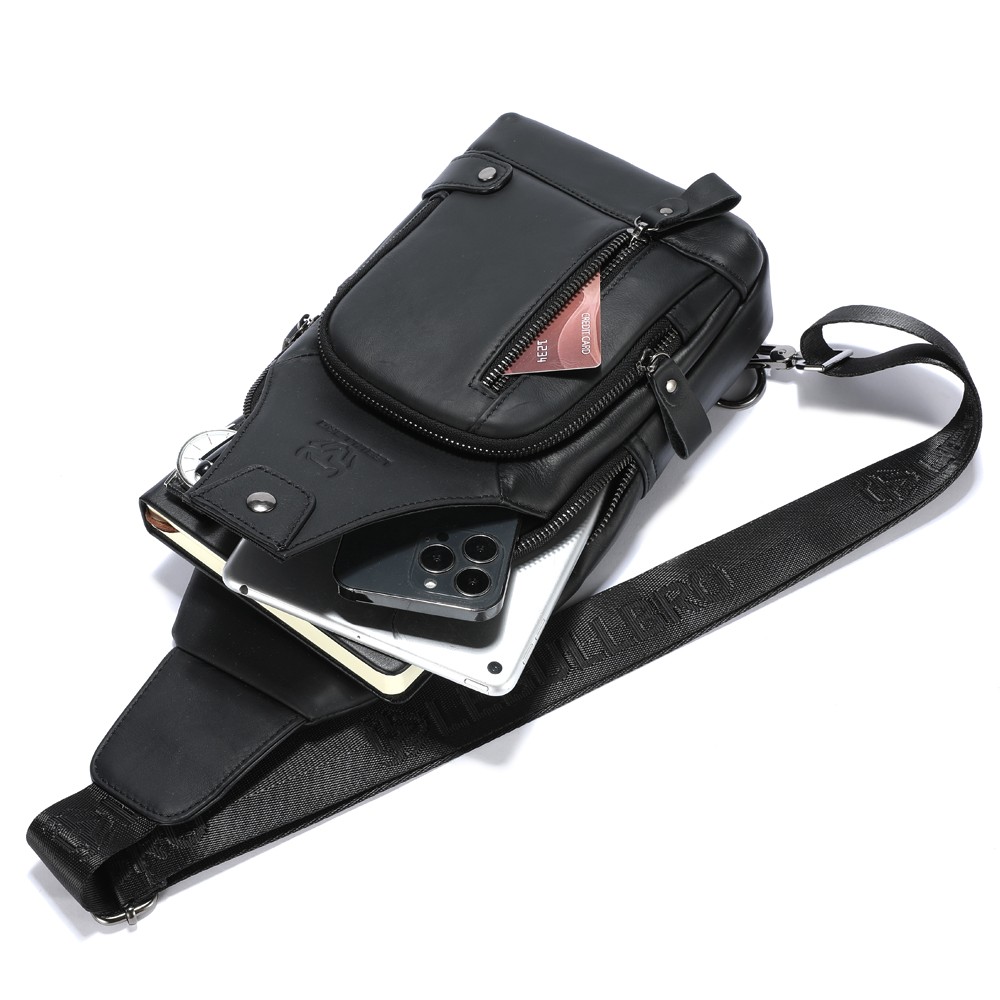 Men Chest bag Shoulder Bag Sling Backpack Crossbody Bag 100% Genuine Leather US