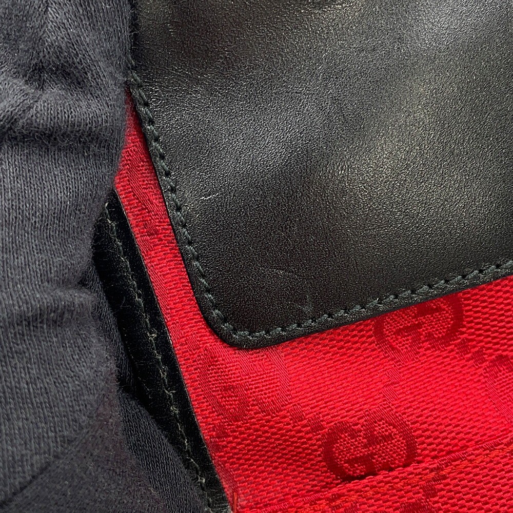 GUCCI GG Canvas Shoulder Bag GG Canvas/Leather Red/Black 0190348