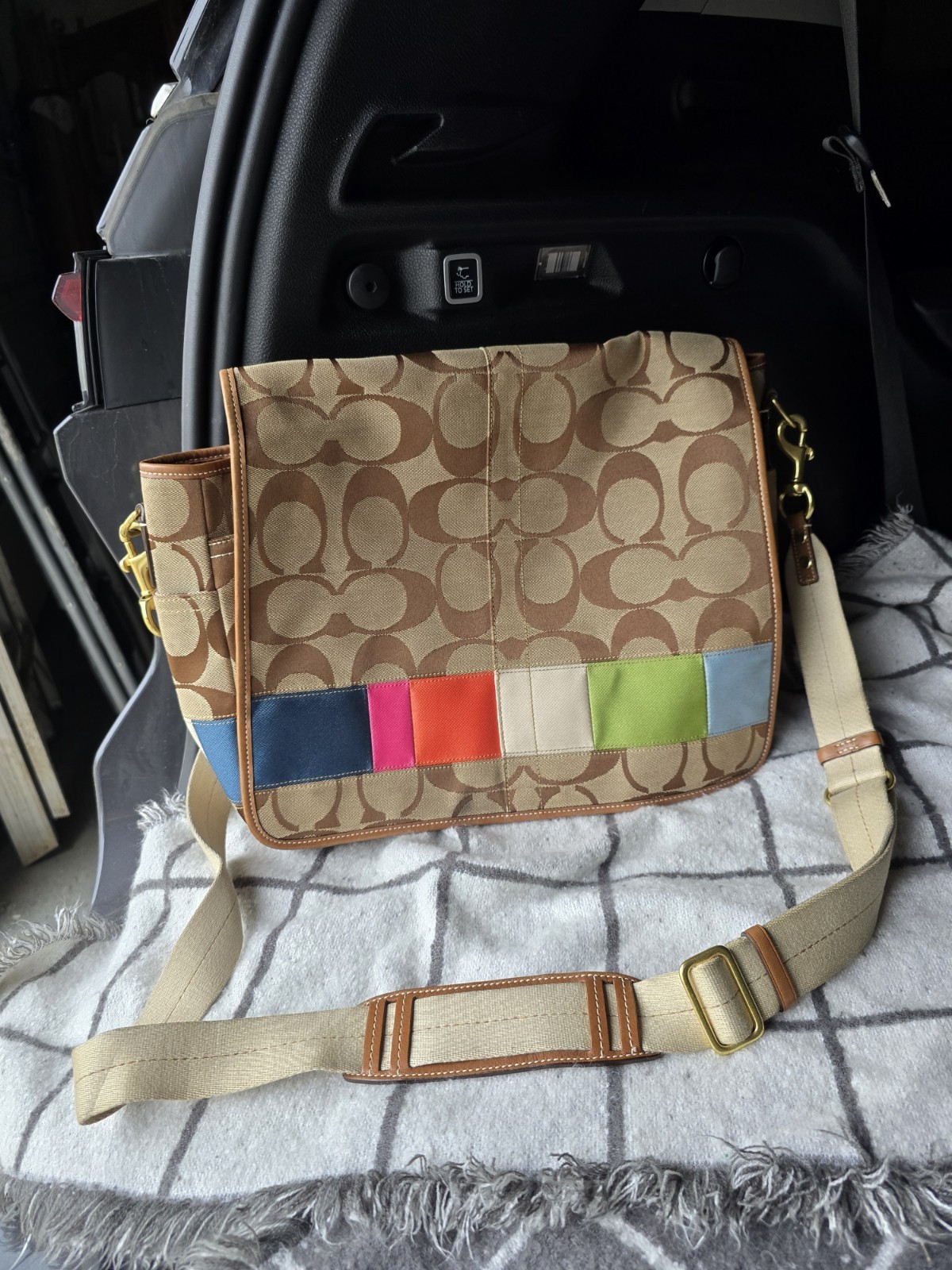 COACH Signature Canvas Diaper Laptop Computer Bag