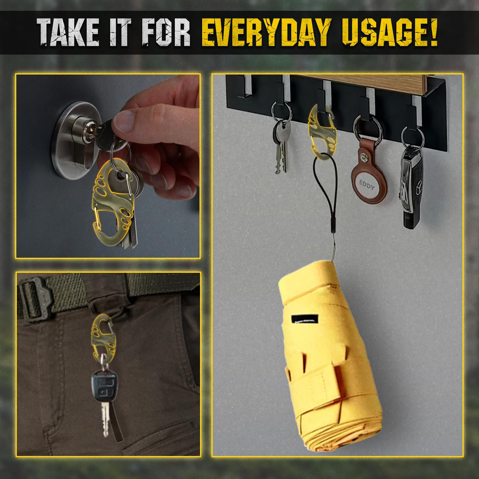 5 Pack S Shape Carabiner Clip Double Spring Snap Hooks Locking Keychain Hook