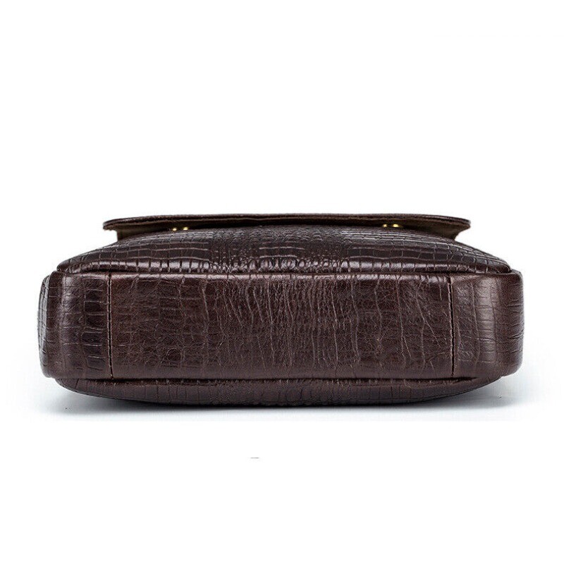 Top Cowhide Leather Men’s Crocodile Pattern Crossbody Shoulder Bag Messenger Bag