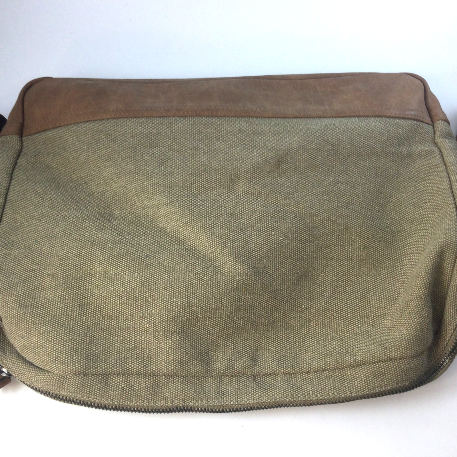 David Bitton Messenger Laptop Bag Canvas Polyester Faux Leather Buffalo Logo