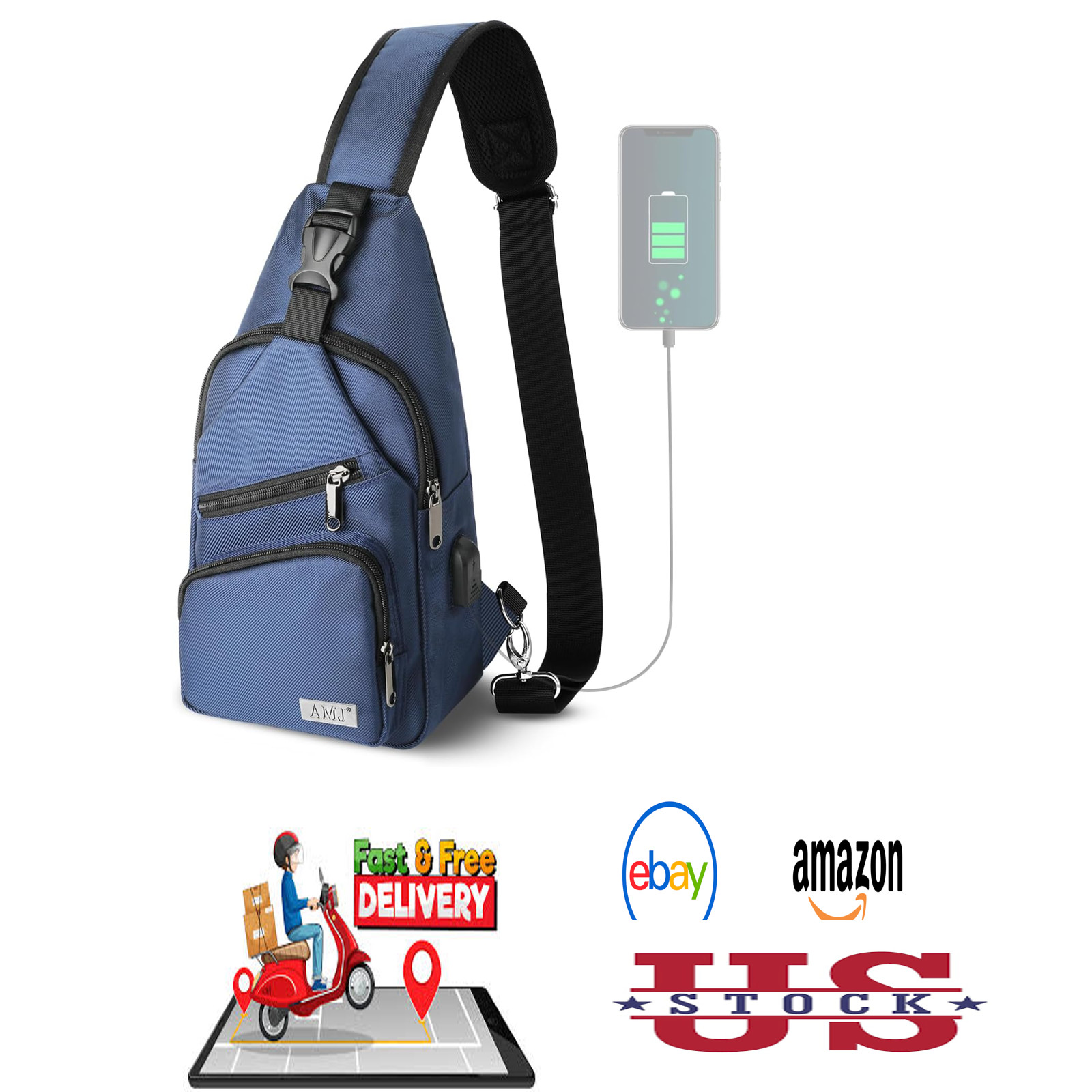 Crossbody Sling Bag Men Women Nylon Adjustable Shoulder Backpack Chest Daypack