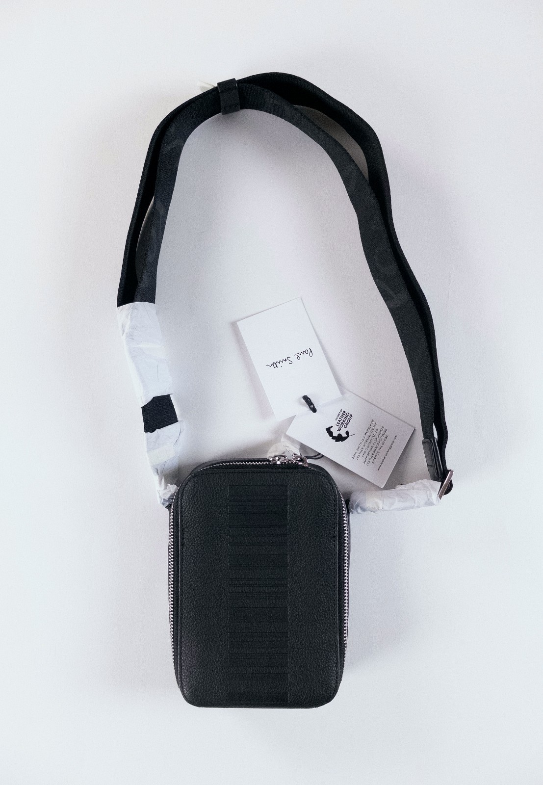 (NO CUSTOMS TAX) PAUL SMITH black mini leather flight bag crossbody authentic