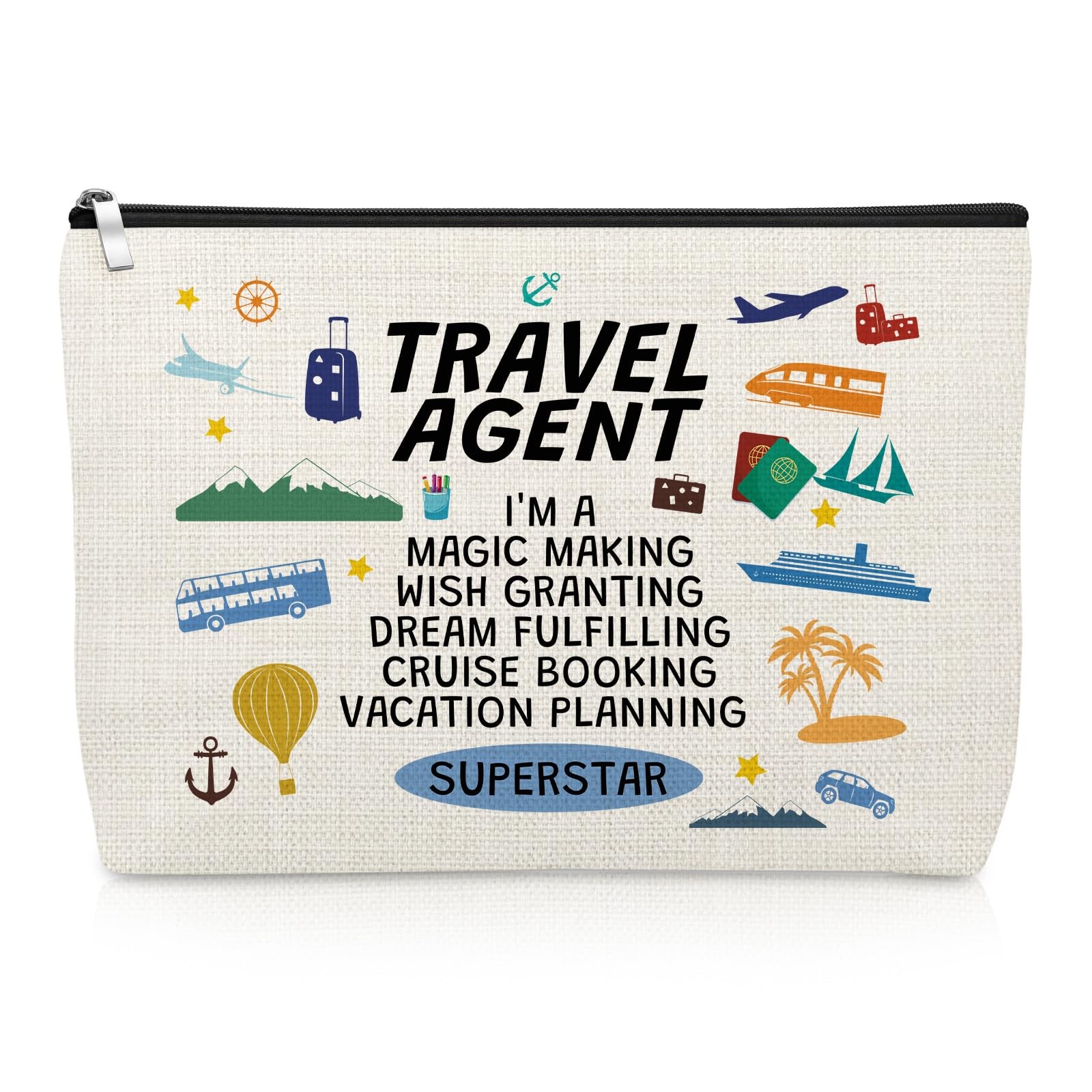 Travel Agent Makeup Bag 10 inches (L) x 6.99 (H), Off White