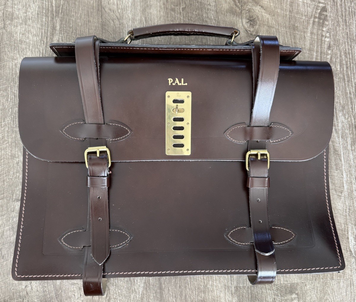 Korchmar Leather Beltling Locking Briefcase Brown Accordion Style Military NEW