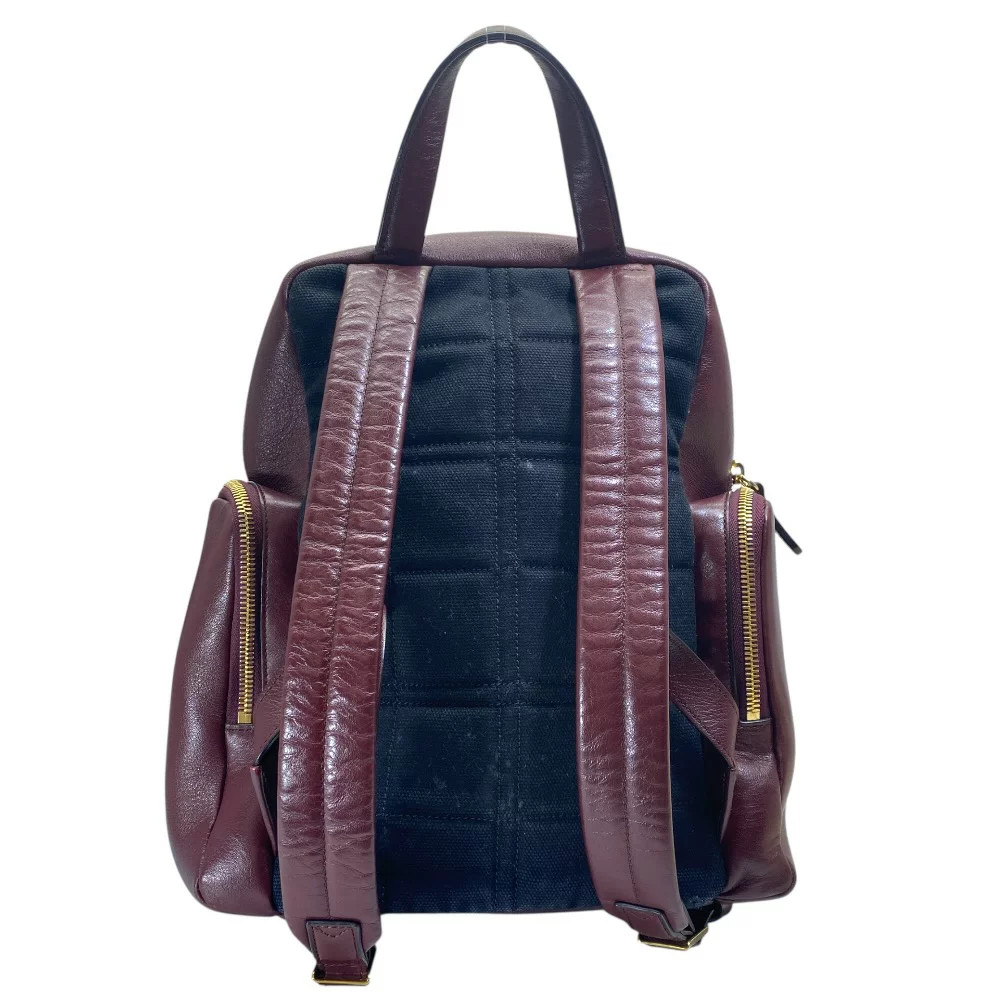 Mulberry Leather Zip Medium Backpack in Bordeaux Brown Unisex Authentic Used
