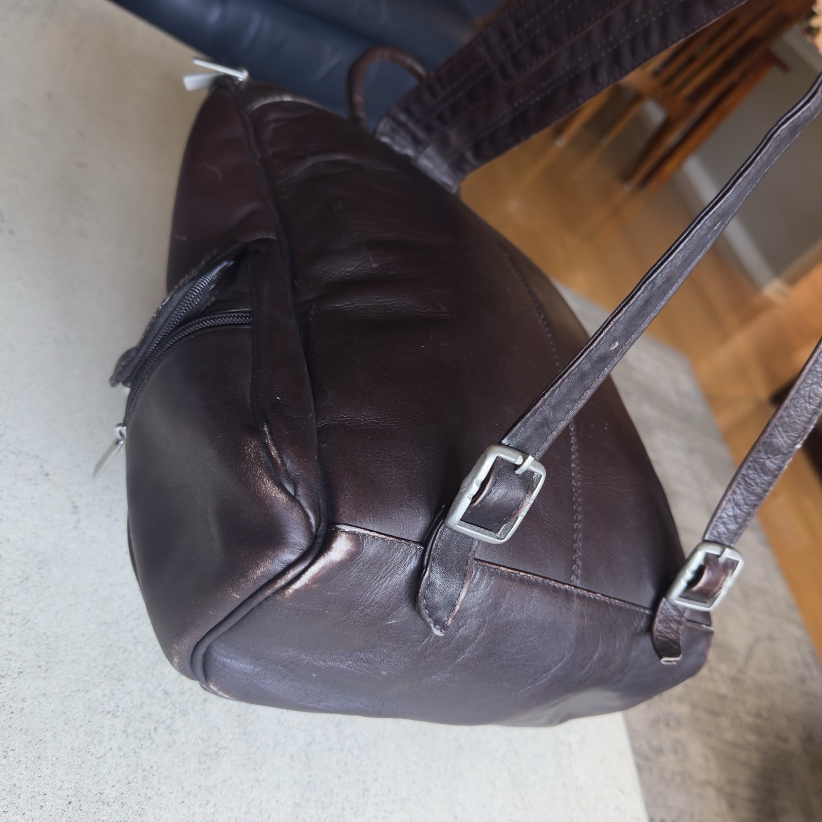 WILSONS LEATHER Chocolate Brown Zippered Backpack Adjustable Straps Y2K