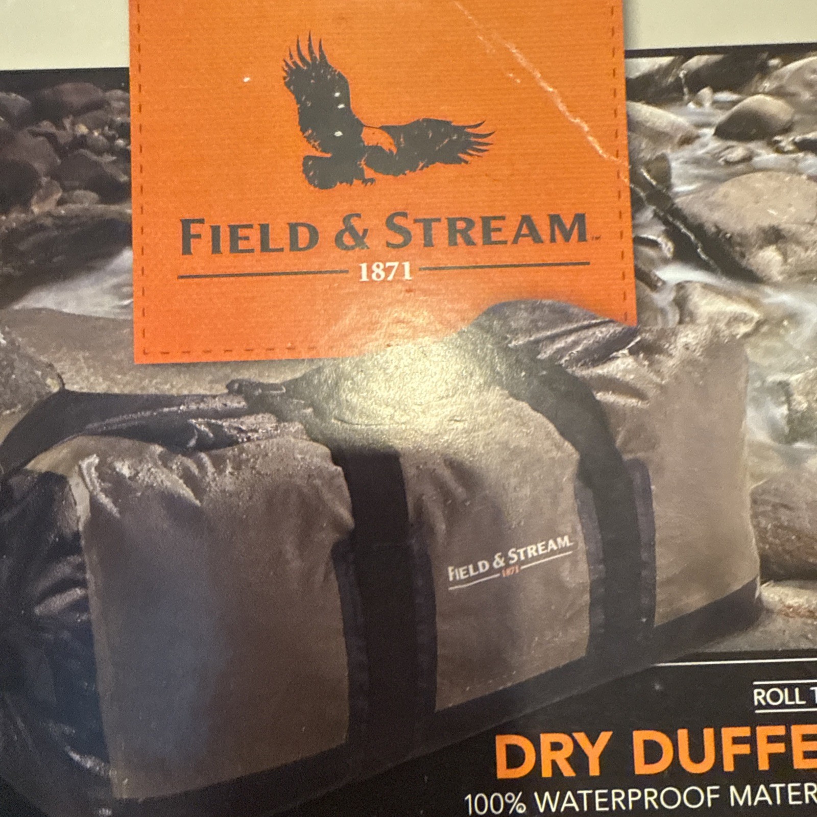 Field & Stream 56 Liter Dry Duffle Bag 24”x 12x X 12” New DK Gray￼MADE OF PVC