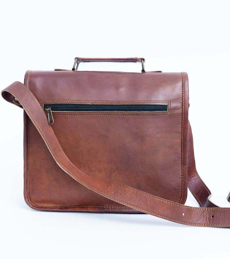 Vintage Genuine Brown Goat Leather Handmade Sling Handbag Cross body Satchel