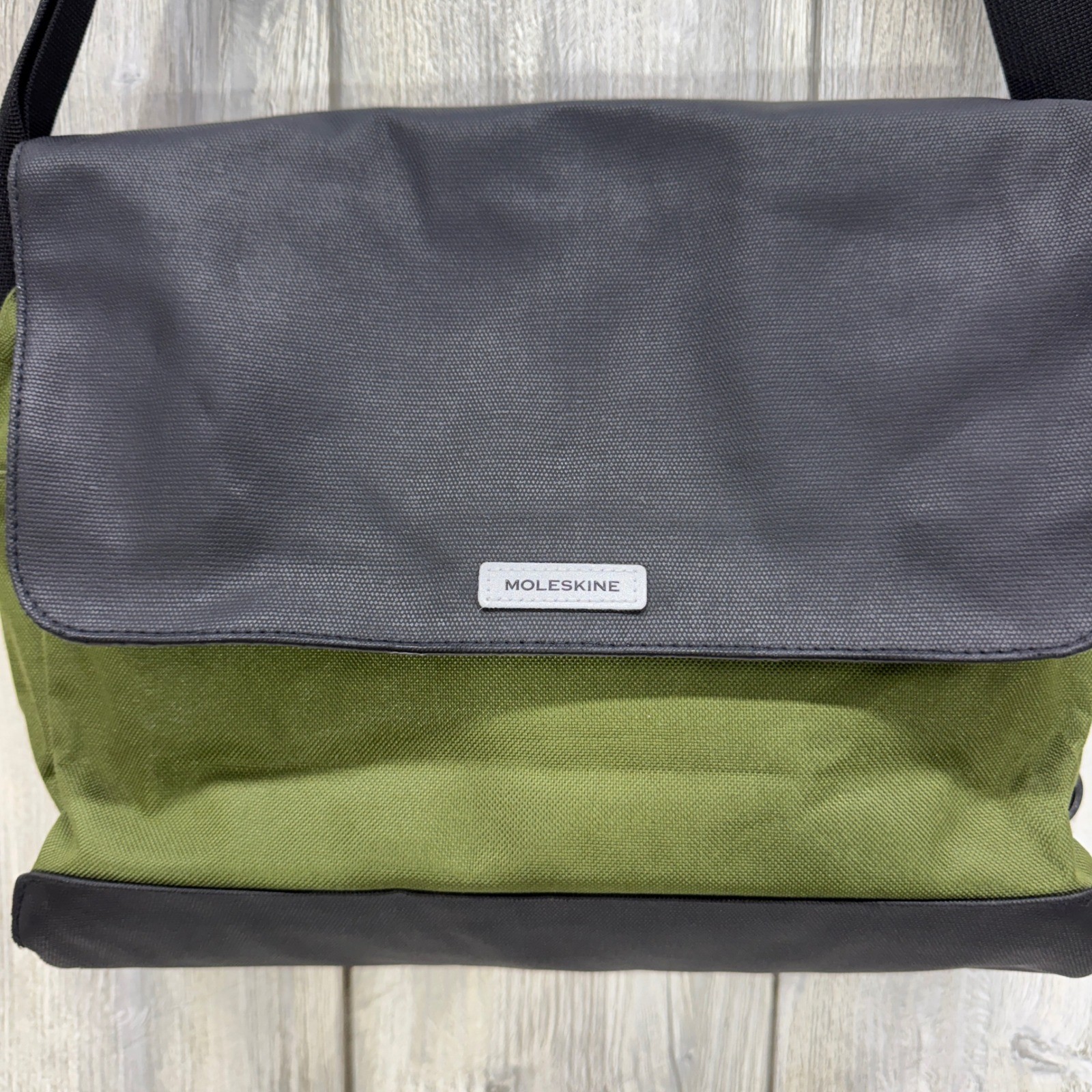 Moleskine Messenger Bag Olive Green Grey Canvas Laptop Commuter Shoulder Bag