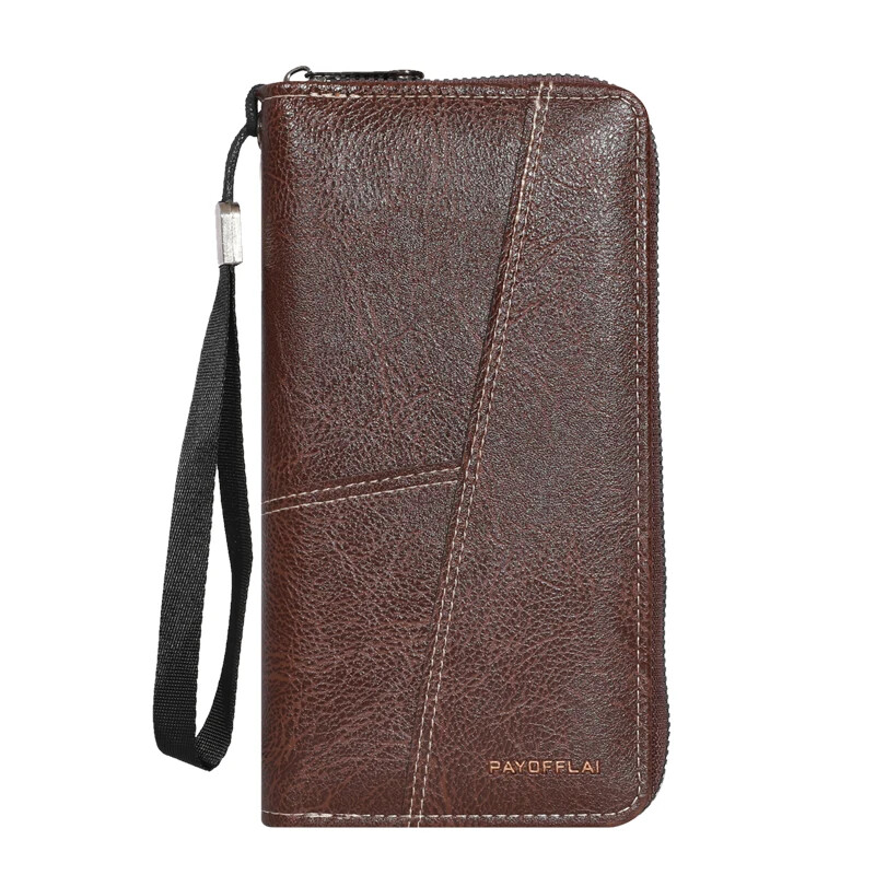 Latest Men’s Long Clutch Purse Leather Wallet Zipper Bifold Phone Holder Purse