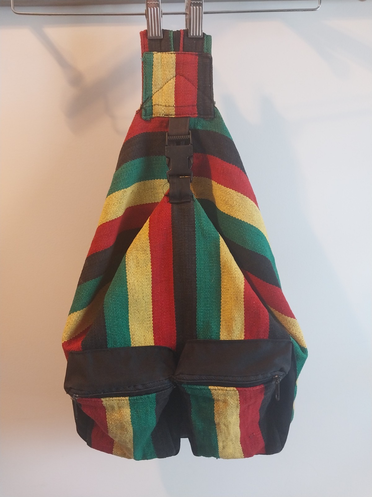 Vintage Rasta Bag Beach Hippie Boho Backpack Red Green Yellow