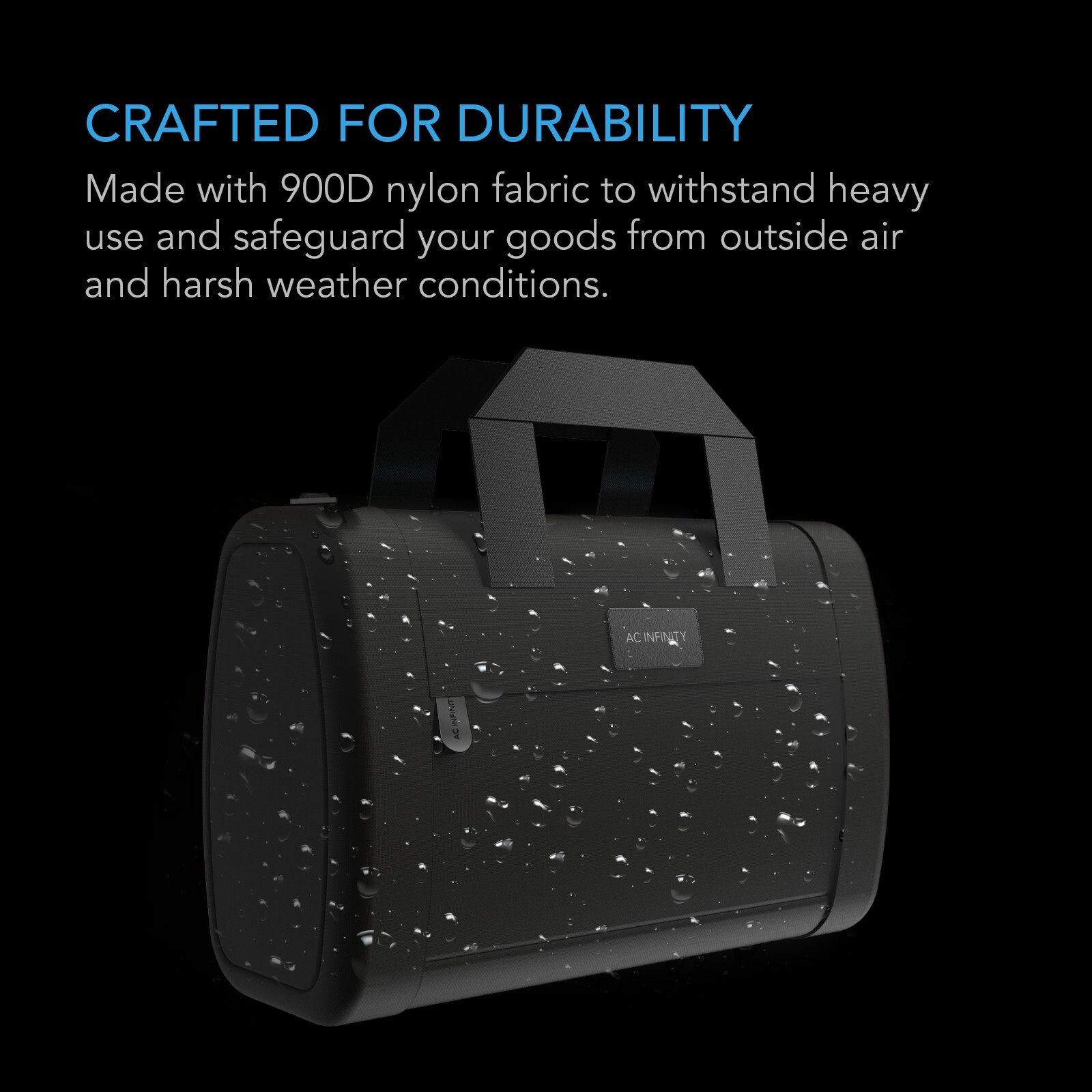 Smell Proof Handbag, Black, with 900D Nylon Fabric and Carbon Filter Lining