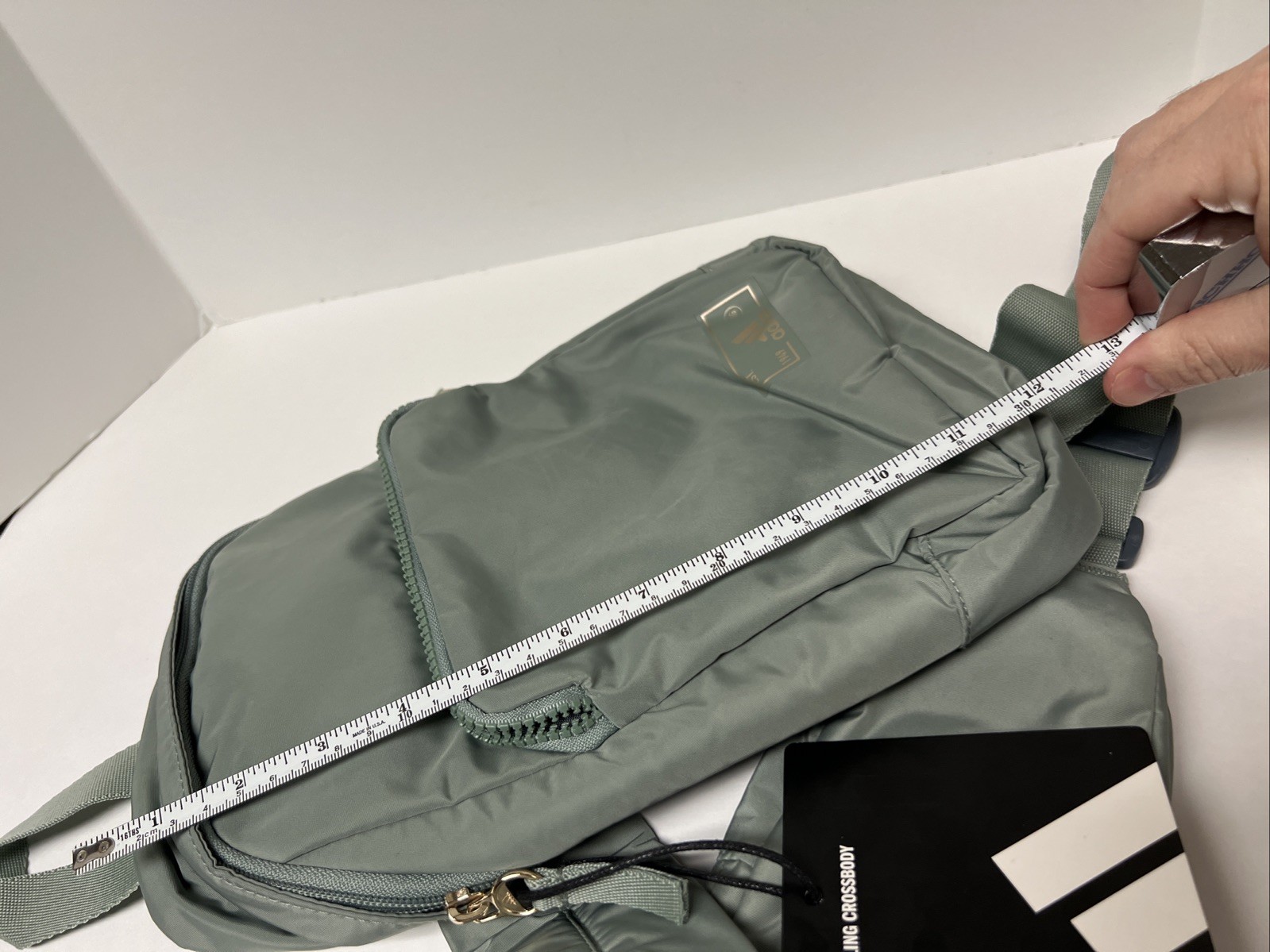 Adidas Essentials 2 Sling Crossbody Silver Green/ Gilver Zippered Pockets W/ Tag