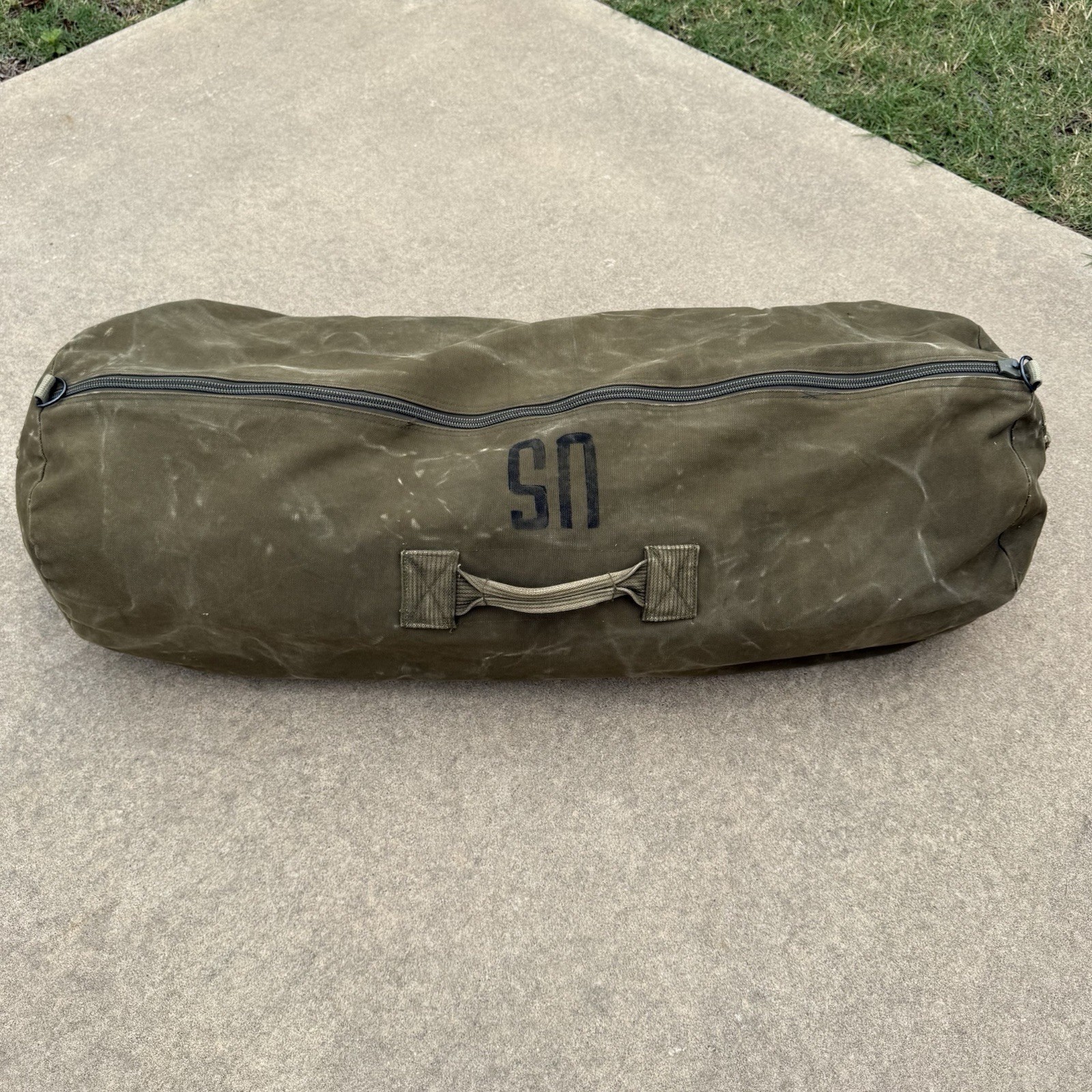 Large Duffle Bag Heavy Duty Cotton Canvas Military Army 36” 3 Handles Distressed