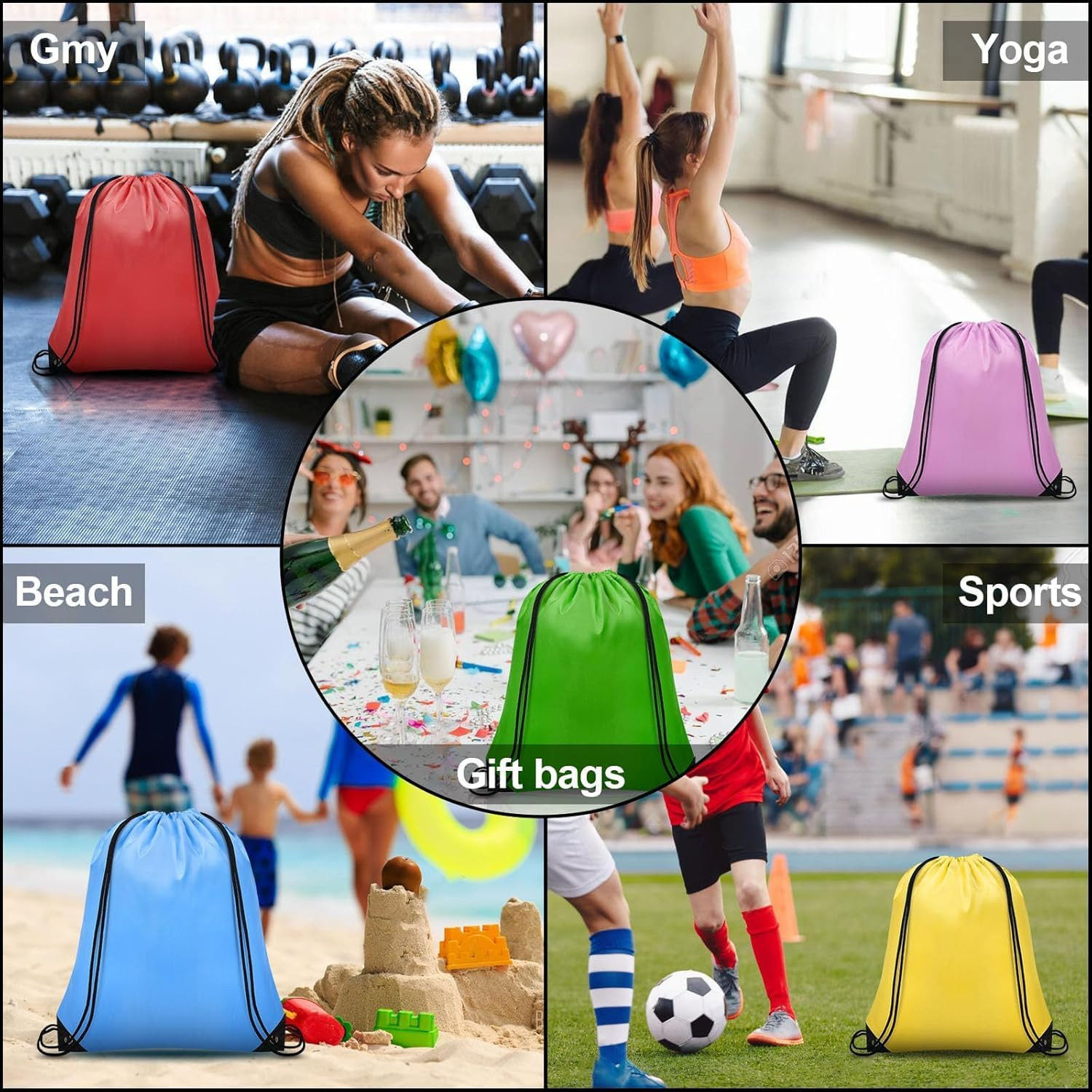 64 PCS Drawstring Bags Bulk Drawstring Backpack Draw String Bag Cinch Sack for G