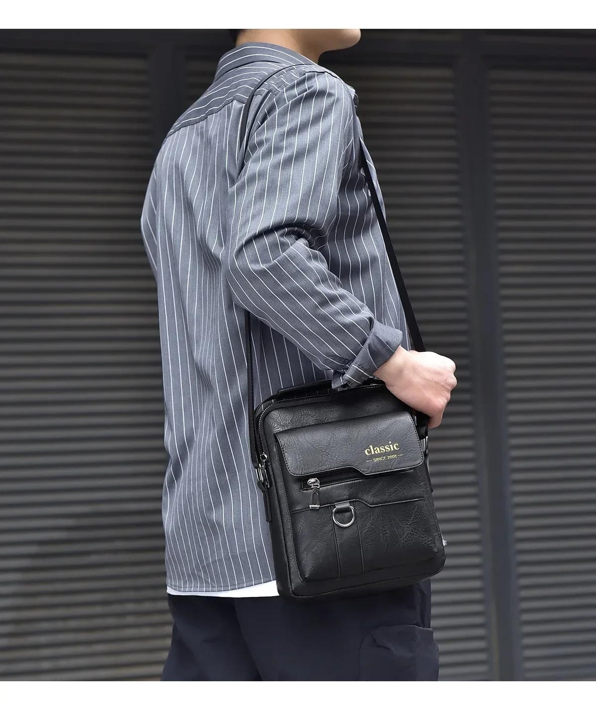 Men Crossbody Bag Men Shoulder Bags Zippers Handbags Large Capacity Artificial L