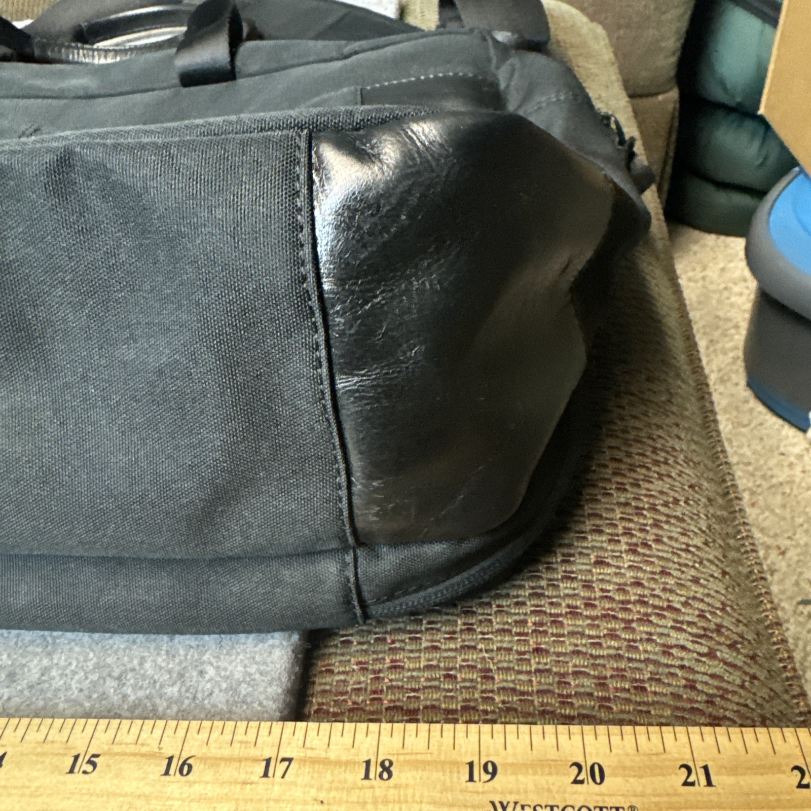 Joe by Joseph Abboud – Black Laptop Travel Case Canvas w/ Leather Trim