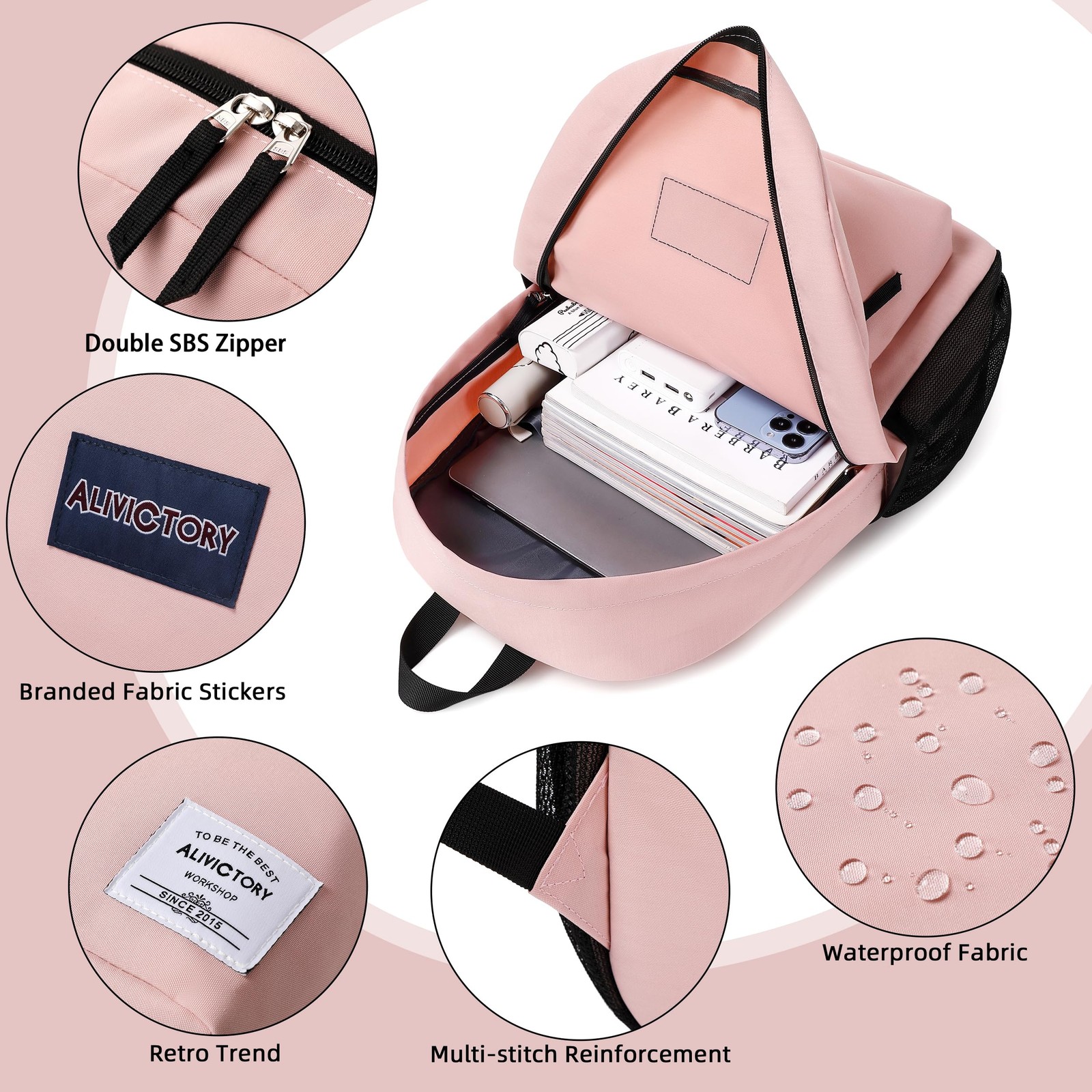 17″ Mochila Escolar Rosa Para Adolescentes Niña 14 A 16 Años Y Mujer En Oferta