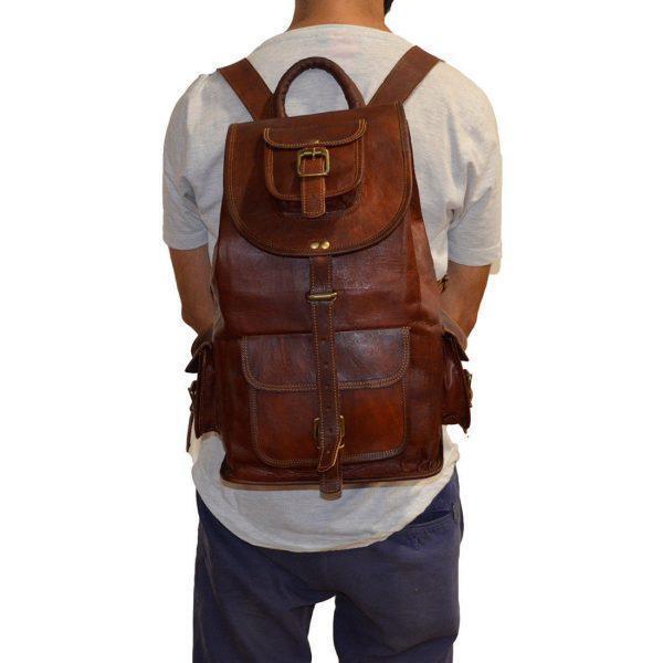 Handmade Backpack Top-Quality Genuine Vintage Leather Rucksack Travel Laptop Bag