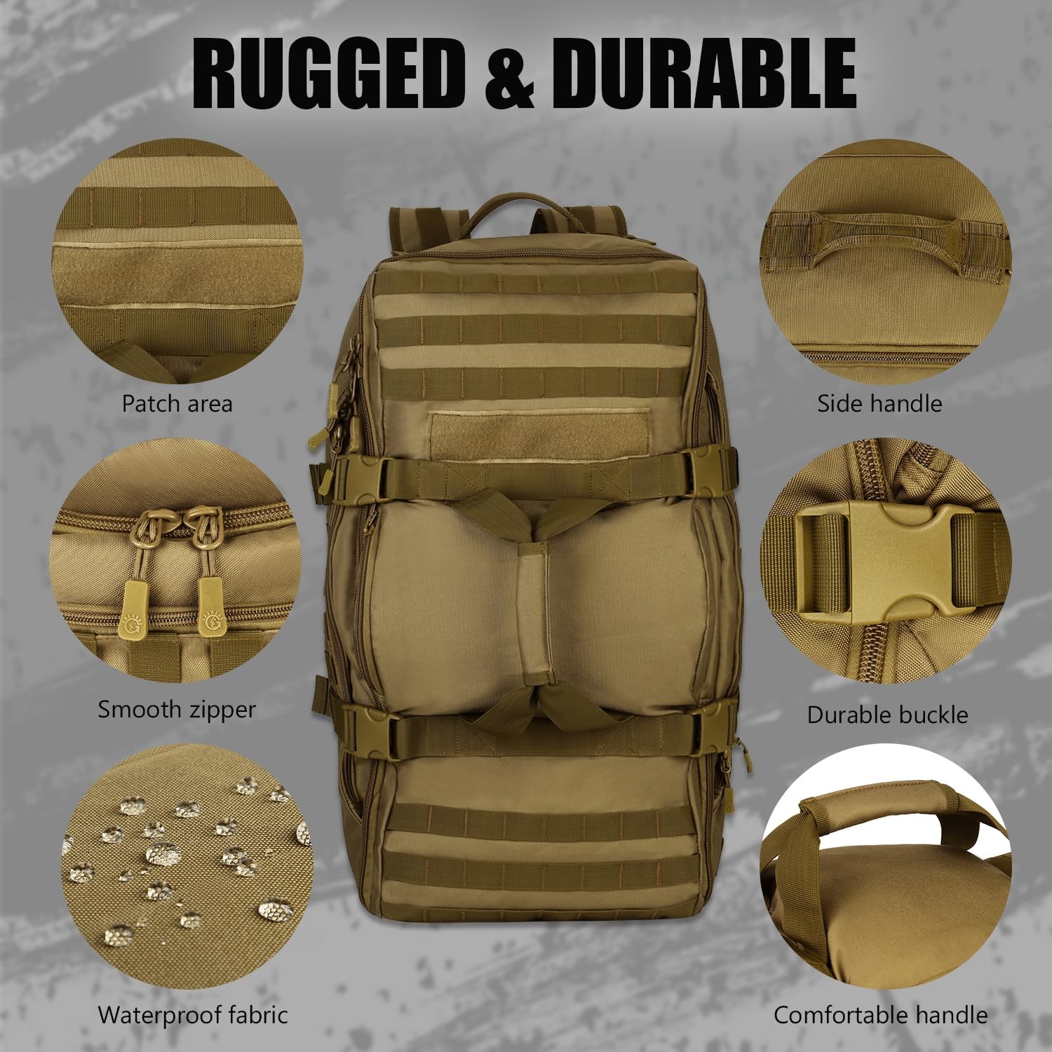Protector Plus Tactical Travel Backpack 60L Military MOLLE Duffel Bag Luggage…