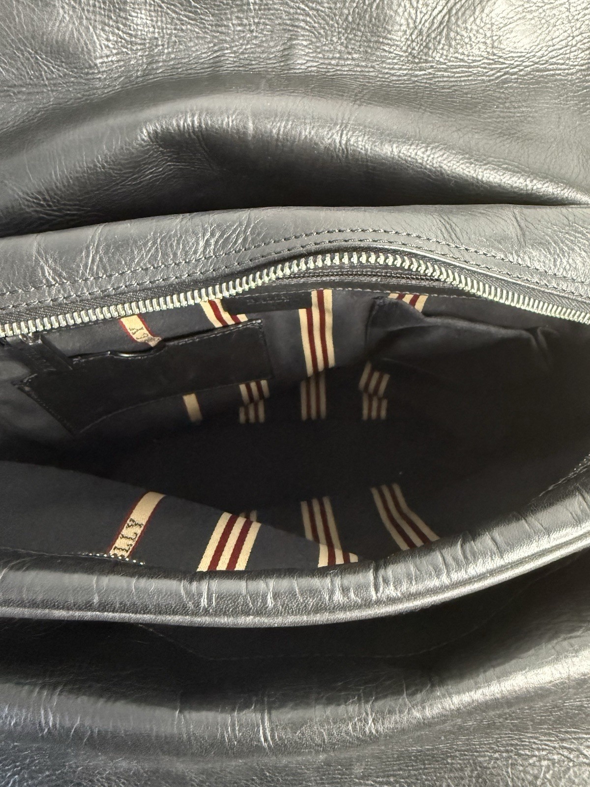 Bally Black Leather Messenger Bag Crossbody Stripe Strap Italy Classic