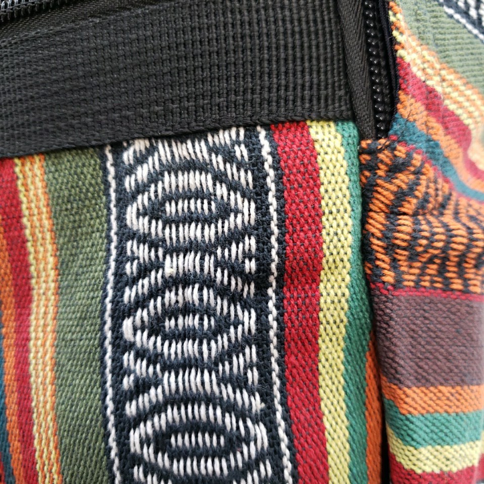 Tribal Geometric Hippie Backpack Jacquard Travel Bag Lightweight Nepal Cotton