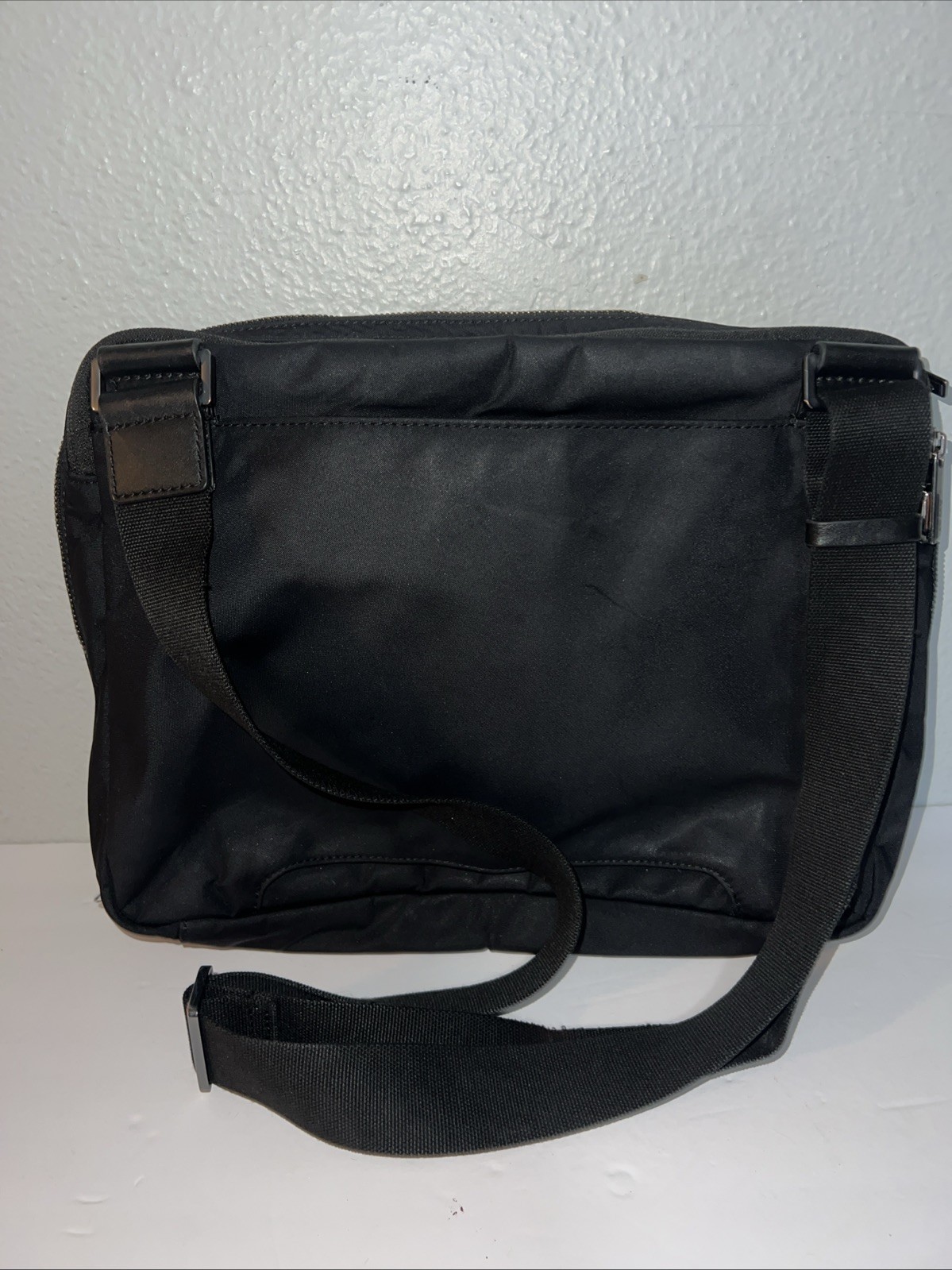 Away Travel Messenger Bag Black Nylon Crossbody Tech Laptop Bag Minimalist
